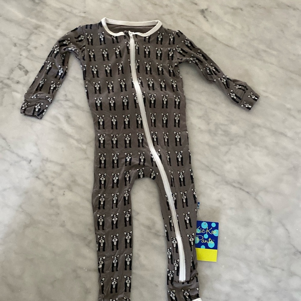 Kickee pants zipper footless pajamas 12-18 month